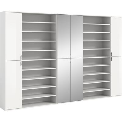 Garderoben-Set INOSIGN "Trondheim, Garderobenset 5-tlg. Breite 262 cm", weiß, B:262cm H:191cm T:37cm, Kastenmöbel-Sets, hochglanz, best. aus: Spiegelschrank, 2x Schuhregal, 2x Schrank, Flur Image