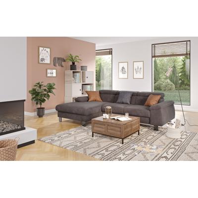 Ecksofa COTTA "Komaris L-Form mit Kopfteilverstellung", grau (anthrazit), B:244cm H:72cm T:166cm, 94% POLYESTER (PES) 6%POLYAMID (PA), Sofas, wahlweise mit Bettfunktion, Bettkasten & Beleuchtung, Topseller Image