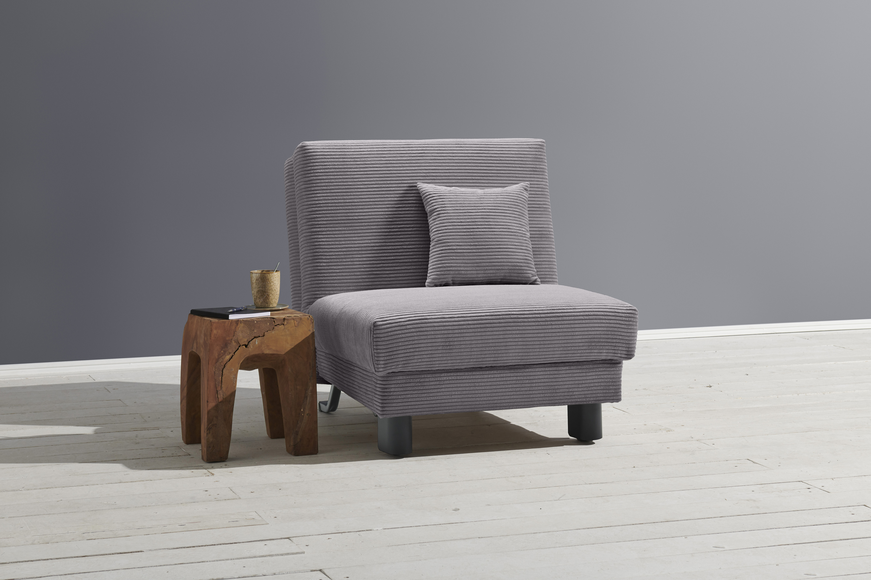 Sessel ELL + ELL "Enny", grau, B:85cm H:85cm T:100cm, 92% Polyester 8% Nylon, Sessel, Schlafsessel Einzelsessel