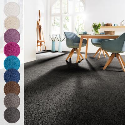 Teppichboden ANDIAMO "Sophie, Frisee-Velours, Made in Netherlands", grau (anthrazit), B:500cm H:12mm L:1500cm, Kunstfaser, Teppiche, Uni Farben, Breite 400 cm oder 500 cm, strapazierfähig & pflegeleicht Image