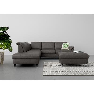 Ecksofa SIT & MORE "Maggiore L-Form", grau (anthrazit), B:261cm H:88cm T:224cm, 100% Polyester, Sofas, wahlweise mit Kopfteilverstellung, Bettfunktion und Stauraum Image