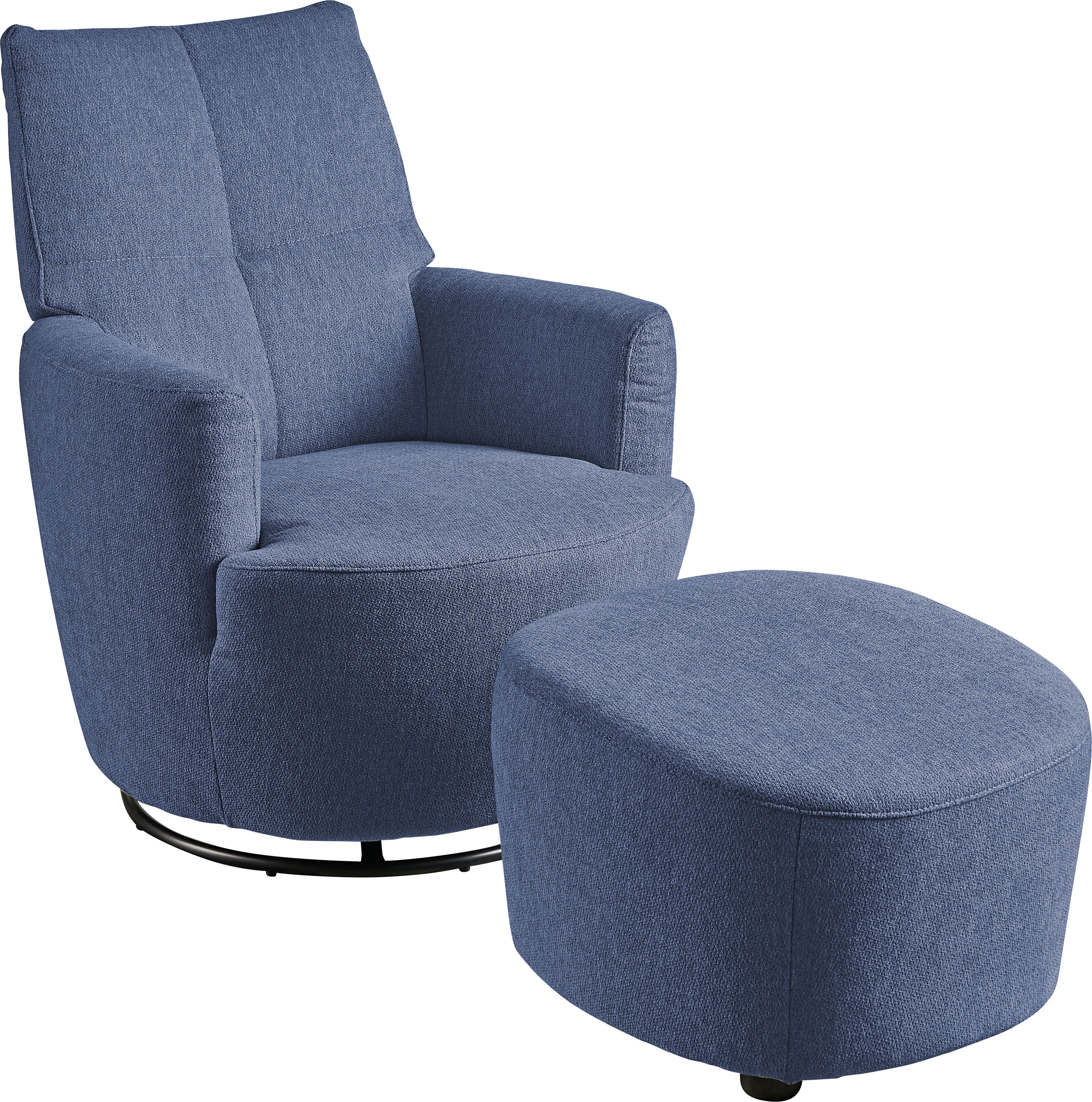 Relaxsessel "SO 1450", blau (dunkelblau tcm 96), B:80cm H:96cm T:88cm, Struktur fein TCM (100% Polyester), SET ONE BY MUSTERRING, Sessel, Relaxsessel, mit Dreh- und Wippfunktion, inklusive Hocker