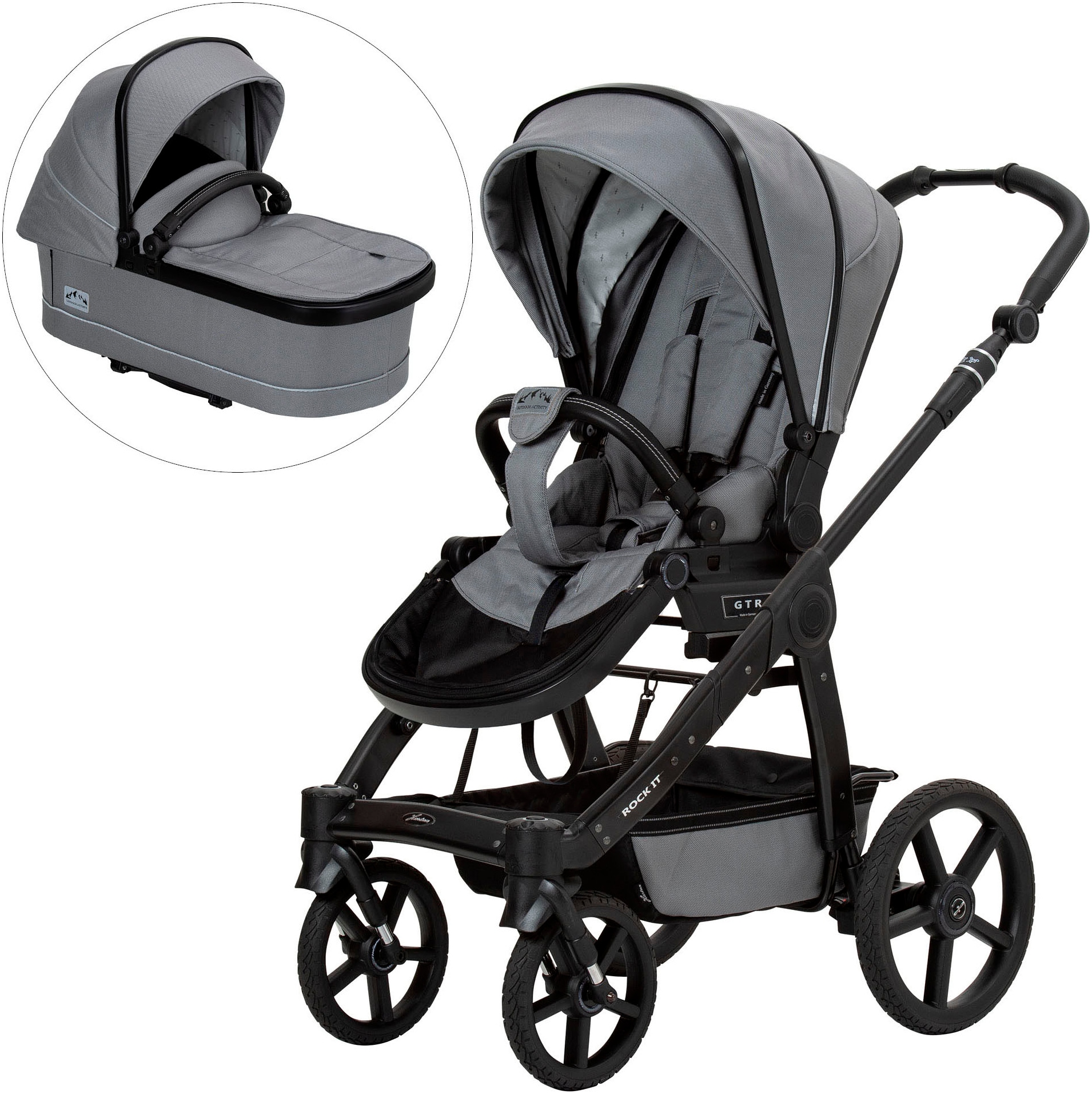 Kombi-Kinderwagen HARTAN "Rock it GTR Outdoor", Baby, grau (graphit), Aluminium, Baumwolle, Polyester, Kinderwagen, Made in Germany Image