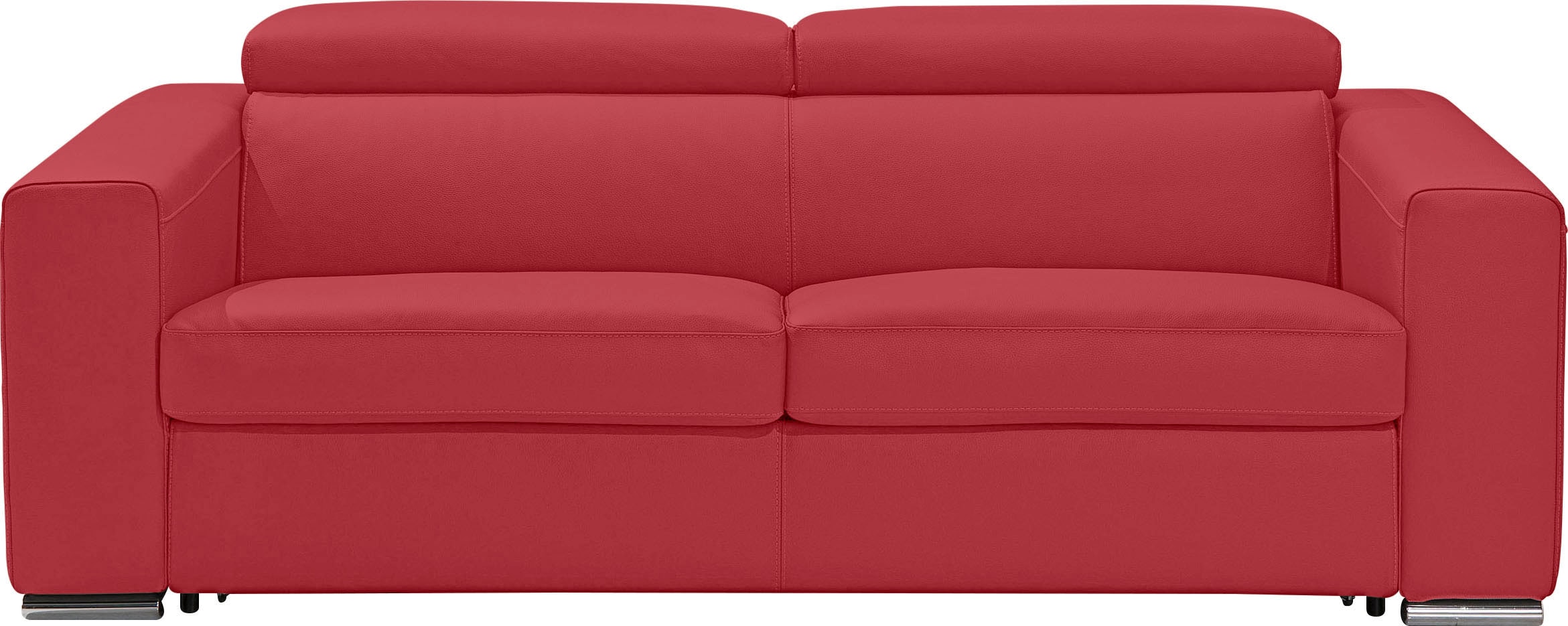 Schlafsofa EGOITALIANO "Cabiria, Design und super Sitz- und Liegekomfort", rot (ruby), B:226cm H:97cm T:103cm, Sofas, Schlafsofa, Sofa inkl. Schlaffunktion, Kopfteile verstellbar, mit Metallfüßen