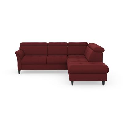 Ecksofa SIT & MORE "Marano L-Form", rot (bordeaux), B:252cm T:216cm, 100% Polyester, Sofas, inklusive Kopfteilverstellung, wahlweise mit Bettfunktion, Bettkasten Image
