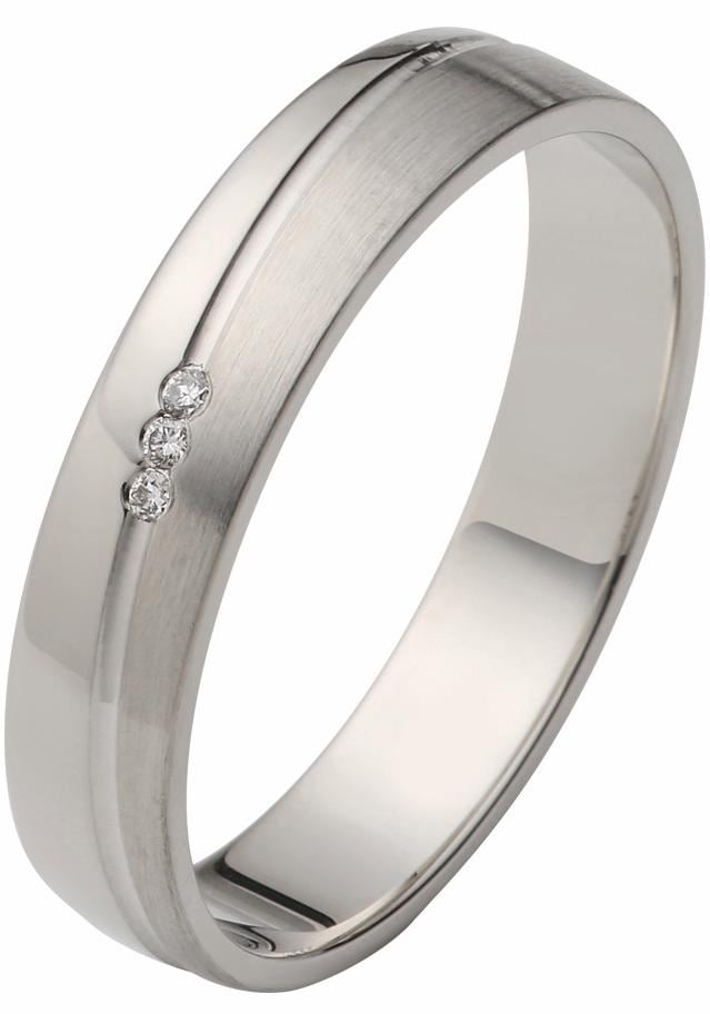 Trauring FIRETTI "Schmuck Geschenk Gold 375 Hochzeit Ehering "LIEBE" Gr. 16,5, weiß (weißgoldfarben), Fingerringe, 16,5, 0,02 SI = kleine Einschlüsse mit Brillanten, Weißgold 375, 4mm, Made in Germany, wahlweise mit oder ohne Brillanten Image