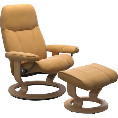 Relaxsessel STRESSLESS "Consul", gelb (honey paloma), B:76cm H:100cm T:71cm, Sessel, mit Classic Base, Größe M, Gestell Eiche Image