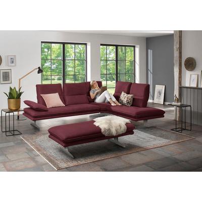 Ecksofa W.SCHILLIG "broadway, Designsofa, mit tollem Sitzkomfort, L-Form", rot (burgundy z69), B:284cm H:94cm T:224cm, Longlife Xtra-Leder Z69: Das feinnarbige, gedeckte Softleder Z69 besticht durch seine außergewöhnliche Weichheit im trendigen... Image
