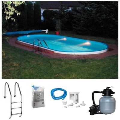 Ovalpool KONIFERA "LANZAROTE 1", weiß, B:250cm H:120cm L:450cm, Schwimmbecken, für den Volleinbau inkl. umfangreichem Zubehör, verschiedene Größen Image