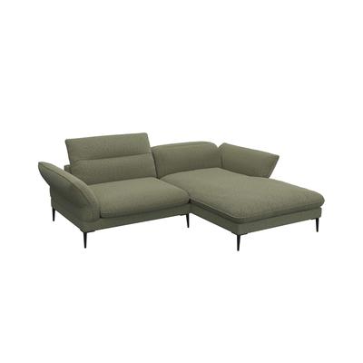 Ecksofa FLEXLUX "Salino, Funktionssofa mit Recamiere, Relaxsofa, Ecksofa", grün (moss), B:245cm H:88cm T:182cm, 100% Polyester, Sofas, Sofa mit Arm- und Kopfteil-Verstellungen, Kaltschaum & Stahl-Wellen Image