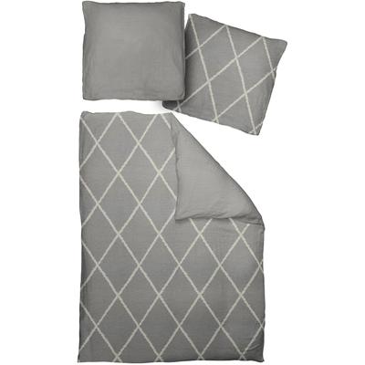 Bettwäsche ADAM "Casket Valdelana", grau, B/L: 155cm x 220cm, , Renforcé, B/L: 80cm x 80cm, Renforcu00e9, Obermaterial: 100% Baumwolle, Bettwäsche, mit Rautenmuster Image