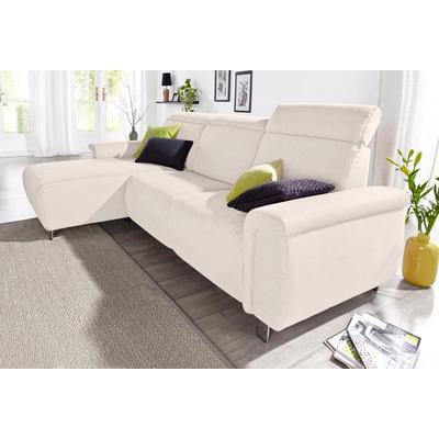 Ecksofa SIT & MORE "Township L-Form", beige (linen), B:253cm H:102cm T:168cm, Luxus-Microfaser (100% Polyester), NaturLEDER Punch (echtes Rindsleder) in Sitz und Rücken. Korpus in passendem Kunstleder SOFTLUX bezogen, Luxus-Microfaser ALTARA NUBUCK... Image