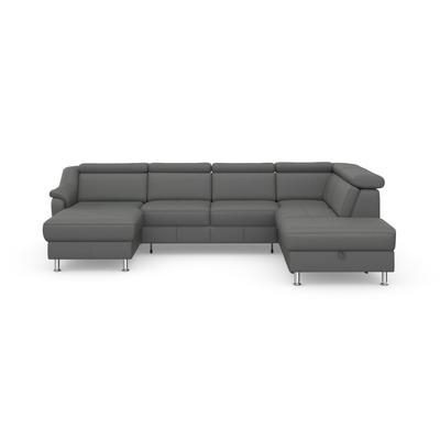 Wohnlandschaft SIT & MORE "Freetown U-Form", grau (steel), B:315cm H:84cm T:216cm, Sofas, Kopfteilverstellung und Federkern, wahlweise mit Bettfunktion Image