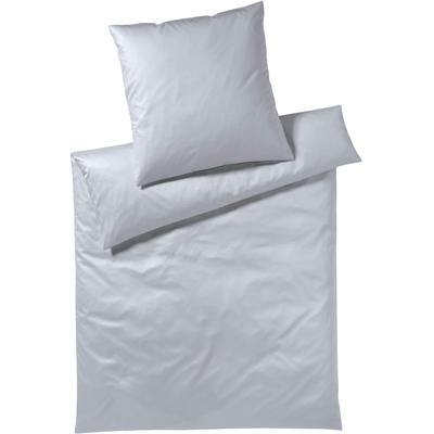 Bettwäsche YES FOR BED "Pure & Simple Uni in Gr. 135x200, 155x220 oder 200x200 cm", grau, B/L: 155cm x 220cm, , Mako-Satin, B/L: 80cm x 80cm, Mako-Satin, Obermaterial: 100% Baumwolle, Bettwäsche, Bettwäsche aus Baumwolle, zeitlose Bettwäsche mit... Image