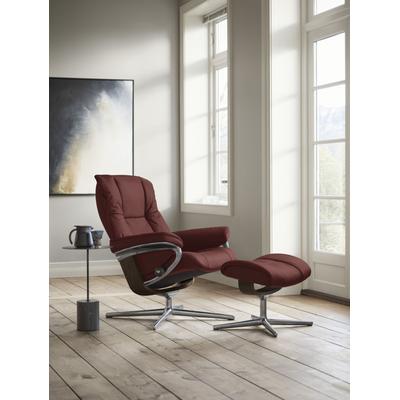 Relaxsessel STRESSLESS "Mayfair", rot (cherry paloma), B:92cm H:103cm T:79cm, Leder PALOMA: PALOMA ist ein durchgefärbtes Semianilin-Möbelleder mit natürlicher Narbung., Sessel, mit Cross Base, Größe S, M & L, Holzakzent Braun Image