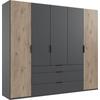 Drehtürenschrank WIMEX "Burgos by fresh to go", grau (front und korpus graphit, absetzung viking oak nachbildung), B:250cm H:216cm T:58cm, Spanplatte, Schränke, mit extra großen Schubladen