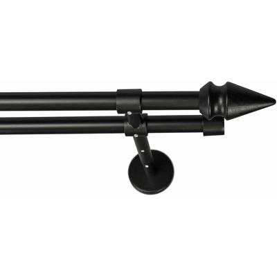 Gardinenstange GARESA "SPYRNA", schwarz, L:410cm Ø:16mm, Metall, Holzwerkstoff, Gardinenstangen, Vorhanggarnitur, verlängerbar, Spitze, ohne Ringe Image