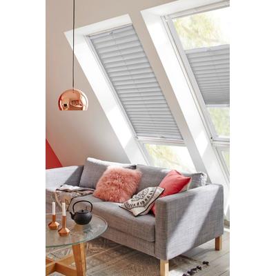 Dachfensterplissee SUNLINES "Classic Style Crepe", grau (grau, weiß), B:61cm H:100cm, Obermaterial: 100% Polyester, Plissees, mit Führungsschienen Image