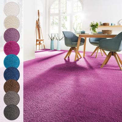 Teppichboden ANDIAMO "Sophie, Frisee-Velours, Made in Netherlands", lila (flieder), B:500cm H:12mm L:700cm, Kunstfaser, Teppiche, Uni Farben, Breite 400 cm oder 500 cm, strapazierfähig & pflegeleicht Image
