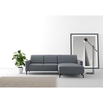 Ecksofa SIT & MORE "Bailando L-Form", blau (blaugrau), B:251cm H:84cm T:163cm, Sofas, wahlweise mit Kopfteilverstellung und Vorziehsitz, motorisch Image