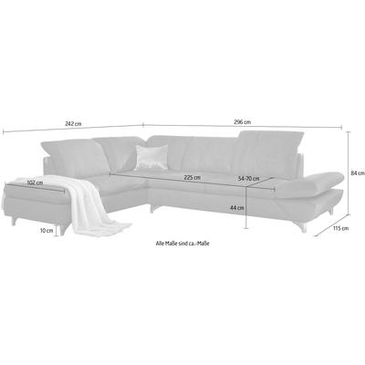 Ecksofa W.SCHILLIG "taoo, elegant und zeitlos, bequem, L-Form", weiß (weiß z59), B:296cm H:84cm T:242cm, Longlife Xtra-Leder Z59: Glattleder mit modischer Prägung. Hautstärke 0, 9 - 1, 1 mm, Sofas, mit Sitziefenverstellung & Kopfteilverstellung Image