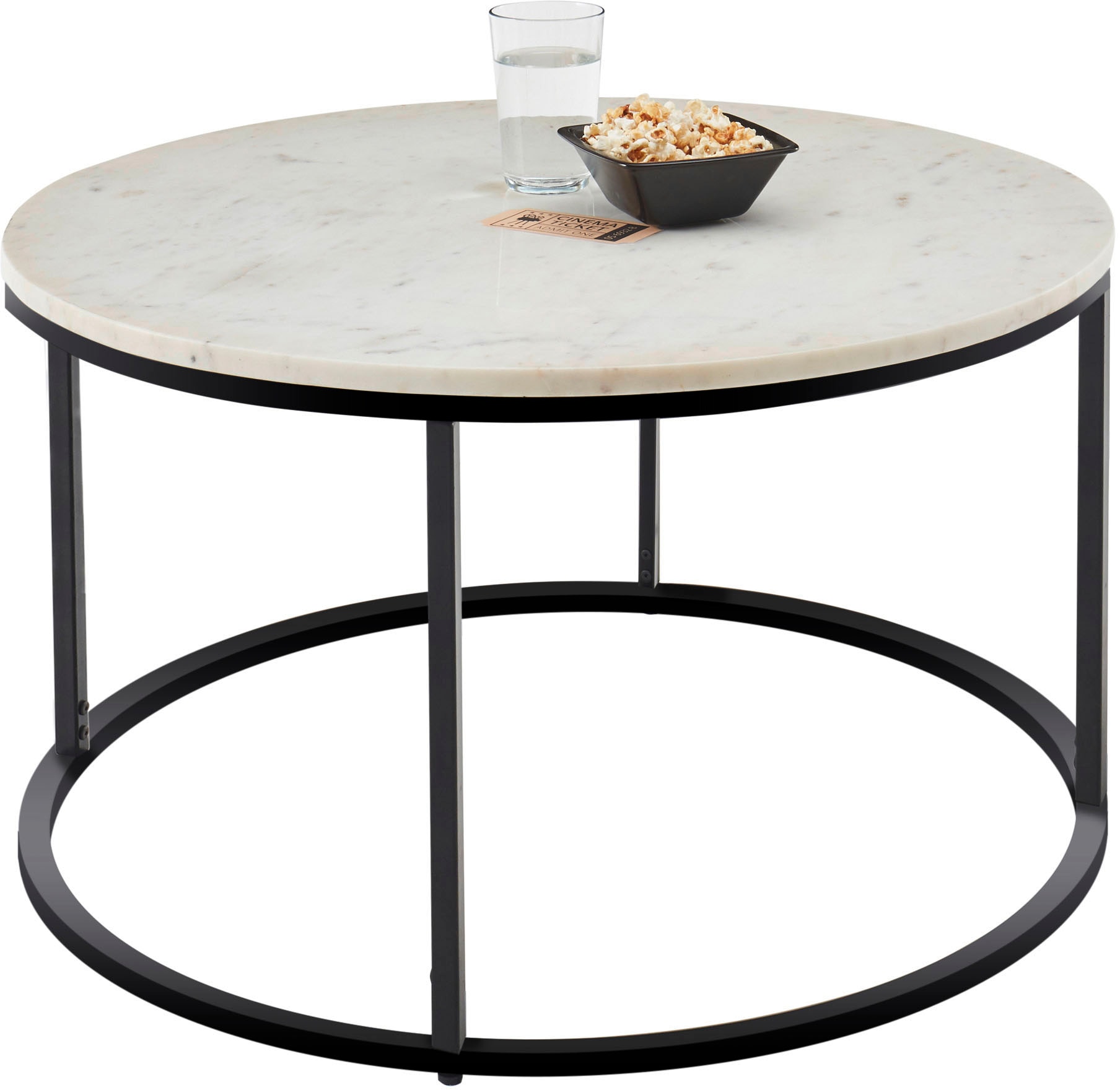 Couchtisch STOLKOM "Belfort", schwarz-weiß (weiß, schwarz, schwarz, weiß), H:46cm, Tische, Couchtisch, rund Marmor, Tisch in weiß oder schwarz