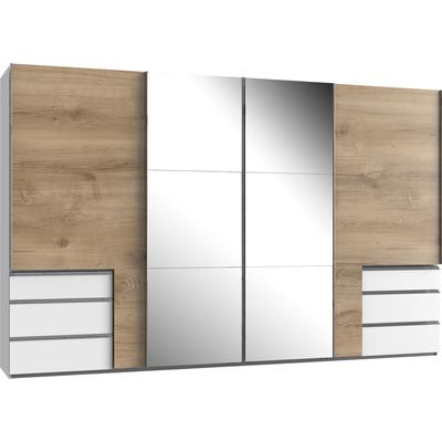Schwebetürenschrank WIMEX "Level by fresh to go", weiß (weiß, plankeneichefarben), B:350cm H:216cm T:65cm, Schränke, mit Synchronöffnung Image