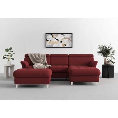Ecksofa SIT & MORE "Marano L-Form", rot (bordeaux), B:257cm T:166cm, 100% Polyester, Sofas, inklusive Kopfteilverstellung, wahlweise mit Bettfunktion, Bettkasten Image