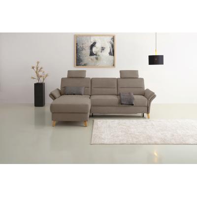 Ecksofa HOME AFFAIRE "Westerland L-Form", grau (taupe), B:252cm H:90cm T:162cm, 98% Polyester 2% Polyamid, Sofas, Federkern-Polsterung, wahlweise mit Bettfunktion, Bettkasten Image