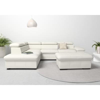 Ecksofa HOME AFFAIRE "Alberto L-Form", weiß (altweiß), B:272cm H:73cm T:226cm, Luxus-Microfaser Lederoptik (100% Polyester), Luxus-Microfaser weich (9)0% Polyester / 10% Polyamid, Luxus-Microfaser Vintageoptik (100% Polyester), Microfaser... Image