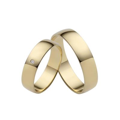Trauring FIRETTI "Schmuck Geschenk Gold Hochzeit Ehering Trauring "LIEBE" Gr. 23, gold (gelbgoldfarben), Fingerringe, 23, ohne Brillant, Gelbgold 585, 5mm, Made in Germany, wahlweise mit oder ohne Brillant Image