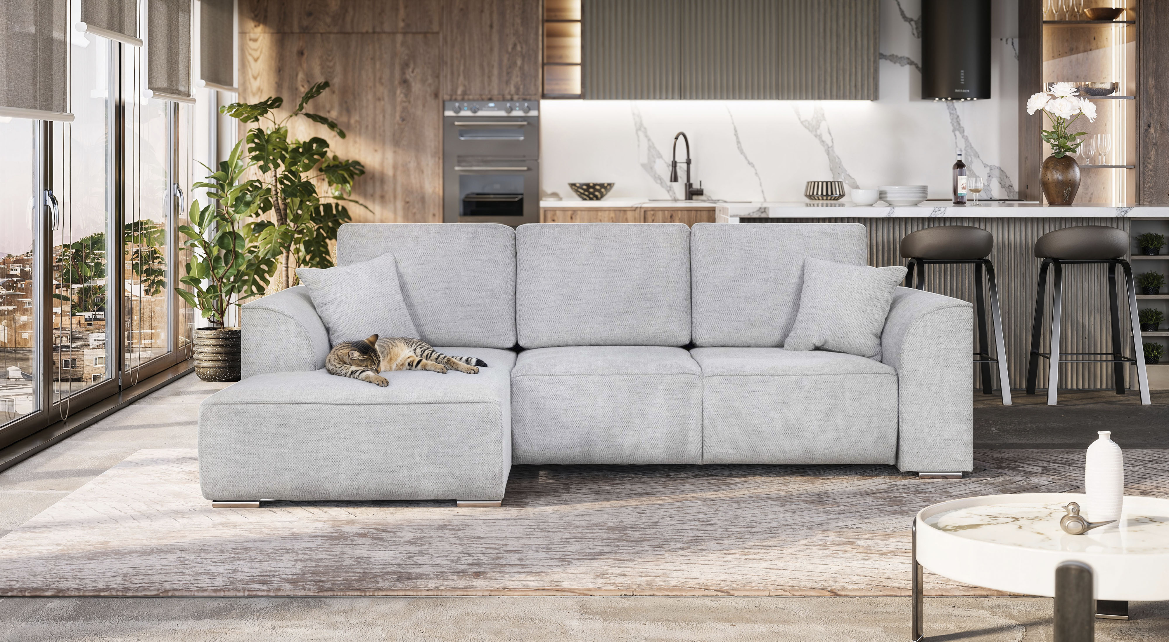 OTTO home "BEATRICE optionale Schlafsofa mit Bettkasten, B/T/H: 265/170/86 cm" L-Form, wahlweise auch mit Bettfunktion und Bettkasten