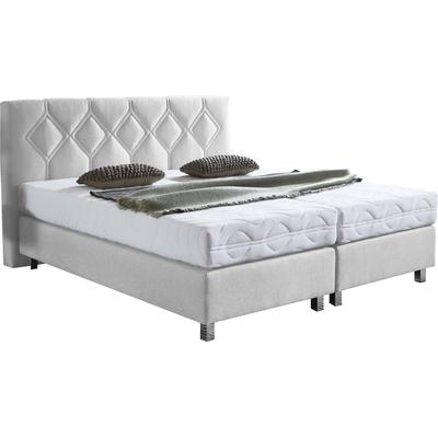 Boxspringbett "Phönix", weiß, B:175cm L:210cm, Bezug Bett: Microvelours (100% Polyester) oder Feinstruktur (100% Polyester), Bezug Bonnell-Federkernmatratze: 100% Polyester, Bezug Kaltschaummatratze: 100% Polyester, Bezug... Image