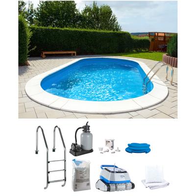 Ovalpool MY POOL BWT "POWER, BxLxH: 360x737x120 cm", blau (folie, blau), B:360cm H:120cm L:737cm, Schwimmbecken, in 2 Folienfarben erhältlich, inkl. Poolroboter POWER ONE4ALL Image