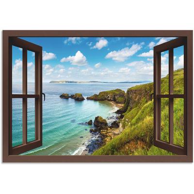 Wandbild ARTLAND "Küstenweg in Nordirland durchs Fenster", grün (farbe bild(er): grün), B:70cm H:50cm, Bilder, als Alubild, Outdoorbild, Leinwandbild, Wandaufkleber, versch. Größen Image