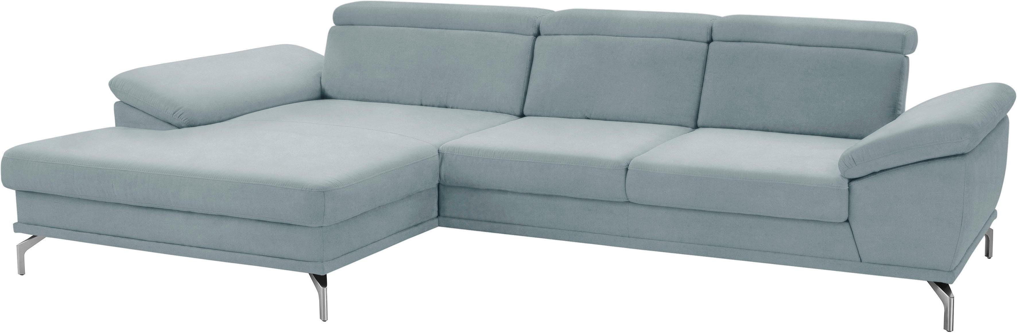 Ecksofa SIT & MORE "Scorpio L-Form", blau (aqua), B:311cm H:85cm T:181cm, Sofas, inklusive Sitztiefenverstellung, wahlweise mit Kopfverstellung Image