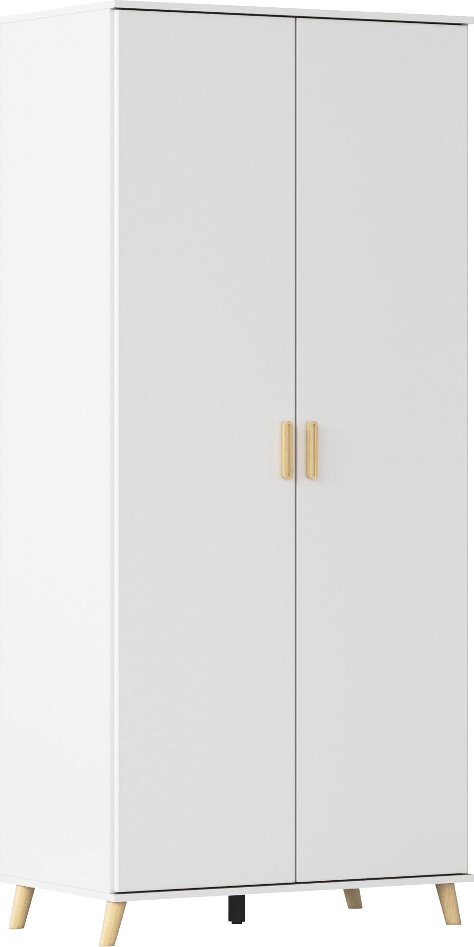 Kleiderschrank RAUCH "Ottos Choice Skandi Kinderzimmer Bestseller Schlafzimmerschrank FALUN", weiß (alpinweiß), B:92cm H:203cm T:53cm, Holzwerkstoff, Schränke, Kleiderschrank, im modernen Skandi-Look, Füße/Griffe Eiche massiv MADE IN GERMANY