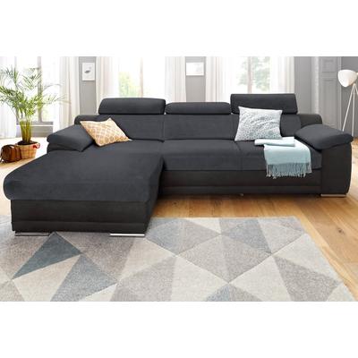 Ecksofa SIT & MORE "Xenia L-Form", schwarz (schwarz, dunkelgrau), B:271cm H:94cm T:168cm, Luxus-Microfaser ALTARA NUBUCK (100% Polyester) / Struktur (100% Polyester), Luxus-Kunstleder / Struktur (100% Polyester), Sofas, wahlweise mit Bettfunktion Image
