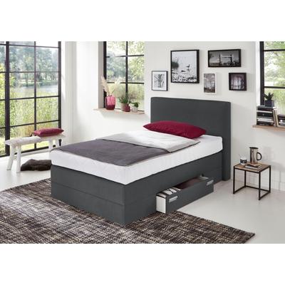 Boxspringbett, grau (strukturstoff anthrazit), Liegefläche B/L: 120cm x 200cm, H2, Bonnell-Federkernmatratze, WESTFALIA SCHLAFKOMFORT, Komplettbetten, Boxspringbett, mit Schubkästen und Zierkissen Image
