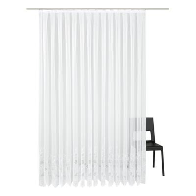 Gardine WECKBRODT "Jacqu", weiß, B:210cm H:145cm, Polyester, Gardinen, feste Falten, Jacquard, halbtransparent, Bordüre, nach Maß, Store Image
