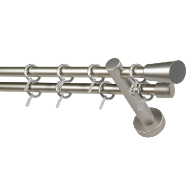 Gardinenstange GARESA "MOLIS", silber (mattchromfarben), L:270cm Ø:20mm, Metall, Holzwerkstoff, Aluminium, Gardinenstangen, Vorhanggarnitur, verlängerbar, Wandmontage, mit Ringe/2 Lauf Gleiter Image