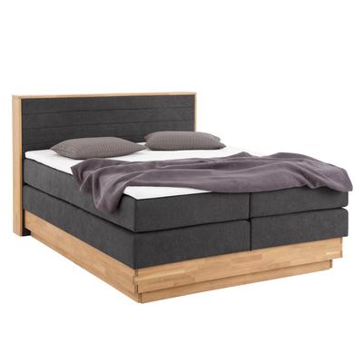 Boxspringbett HOME AFFAIRE "Cavan", grau (charcoal), L:220cm, Microfaser (100% Polyester), Komplettbetten, Boxspringbett, Eiche, inkl. Bettkasten & Topper, verschiedene Härtegrade (auch H4), Topseller Image