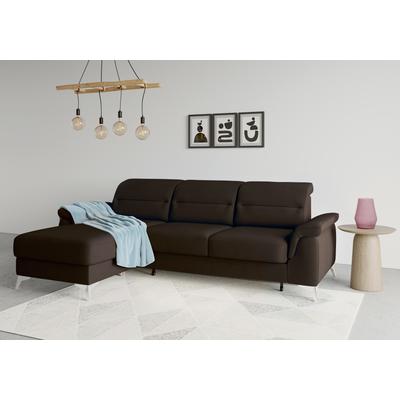 Ecksofa SIT & MORE "Sinatra L-Form", braun (dunkelbraun), B:258cm H:85cm T:170cm, 100% Polyester, Sofas, mit Recamiere, optinal mit Kopfteilverstellung und Armteilfunktion Image