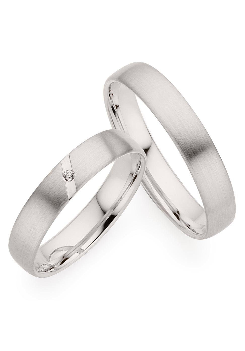 Trauring PHÖNIX "Schmuck Geschenk Gold 333 Trauring Ehering LIEBE versch. Varianten" Gr. 56, weiß (weißgoldfarben), Fingerringe, 56, ohne Brillant, Weißgold 333, 4mm, Made in Germany, wahlweise mit oder ohne Brillant Image