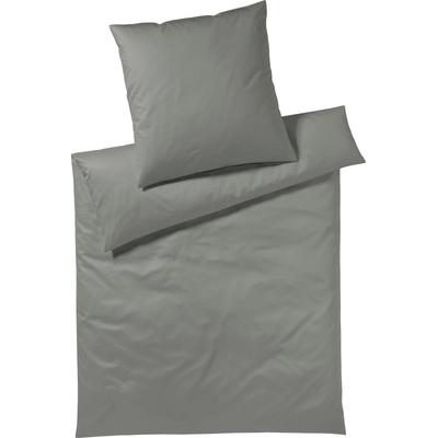 Bettwäsche YES FOR BED "Pure & Simple Uni in Gr. 135x200, 155x220 oder 200x200 cm", grau (graphit), B/L: 155cm x 220cm, , Mako-Satin, B/L: 80cm x 80cm, Mako-Satin, Obermaterial: 100% Baumwolle, Bettwäsche, Bettwäsche aus Baumwolle, zeitlose... Image