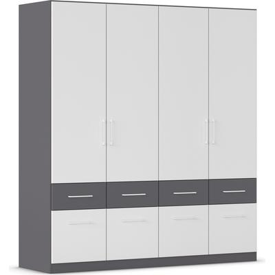 Kleiderschrank RAUCH "Kleiderschrank Schrank Garderobe Wäscheschrank DUNDEE", graumetallic, alpinweiß, abgesetzt graumetallic, bügelgriffe weiß, B:181cm H:197cm T:54cm, Holzwerkstoff, Schränke, Schubladen in zwei Höhen, optional mit Spiegel MADE IN... Image