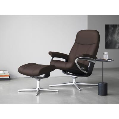Relaxsessel STRESSLESS "Consul", braun (chocolate paloma), B:91cm H:102cm T:79cm, Leder PALOMA: PALOMA ist ein durchgefärbtes Semianilin-Möbelleder mit natürlicher Narbung., Sessel, mit Cross Base, Größe S, M & L, Holzakzent Schwarz Image