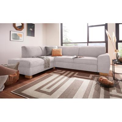 Ecksofa DOMO COLLECTION "Incanto kubische Formensprache, komfortabel, L-Form", grau (taupe), B:260cm H:81cm T:195cm, Sofas, wahlweise mit Bettfunktion Image