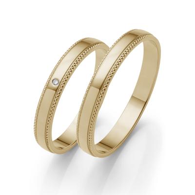 Trauring FIRETTI "Schmuck Geschenk Gold 375 Hochzeit Ehering "LIEBE" Gr. 57, gold (gelbgoldfarben), Fingerringe, 57, 0,005 ct SI = kleine Einschlüsse mit Brillant, Gelbgold 375, 3mm, Made in Germany, wahlweise mit oder ohne Brillant Image