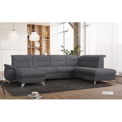 Wohnlandschaft SIT & MORE "Astoria U-Form", grau (anthrazit), B:327cm H:91cm T:225cm, 100% Polyester, Sofas, wahlweise mit motorischer Relaxfunktion Image
